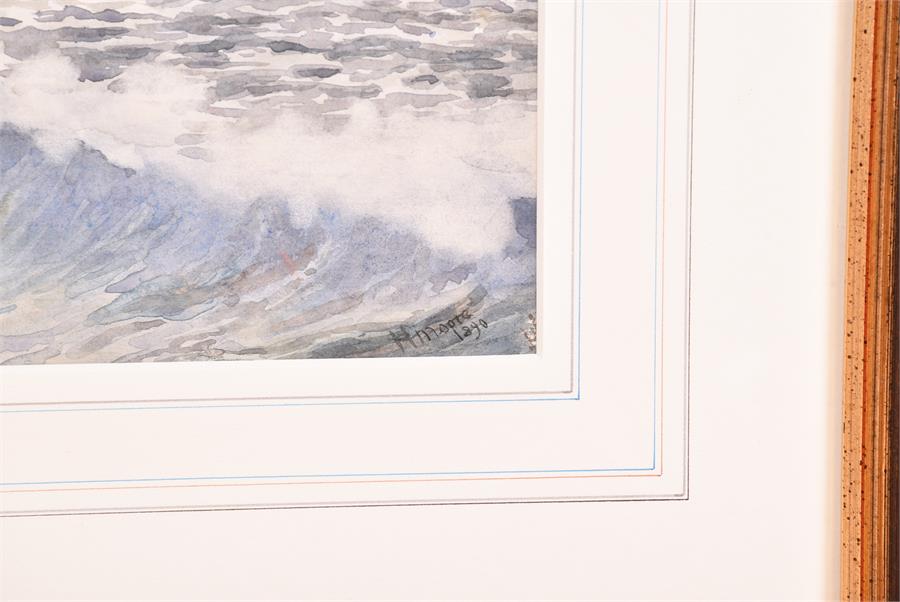 Henry Moore (1831-1895) British heavy coastal seas, watercolour, signed to lower right corner and - Image 2 of 4