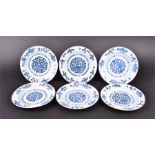 Eleven early 20th century Chinese blue and white plates of floral design unmarked bases, 23 cm