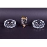 A pair of Baccarat clear cut crystal ashtrays  with vertical cut detail, each 10.5 cm diameter,
