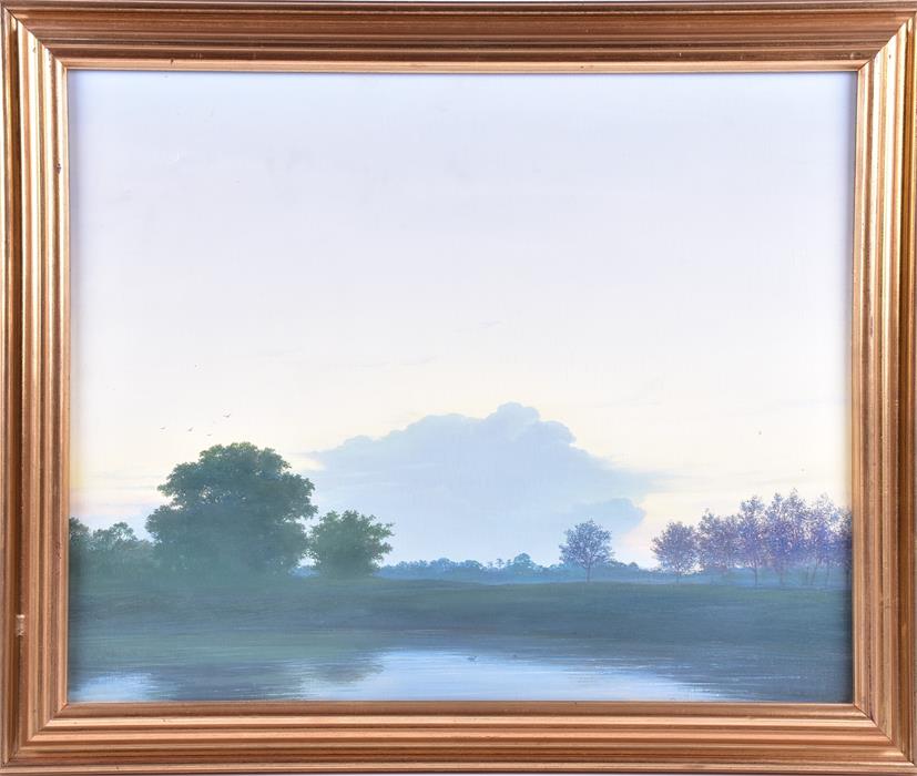 Outram (20th century) a peaceful county landscape at sunset, signed and dated 81, together with a - Image 3 of 4