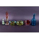 A mixed collection of 20th century continental glass comprising a Mdina paperweight modelled as a