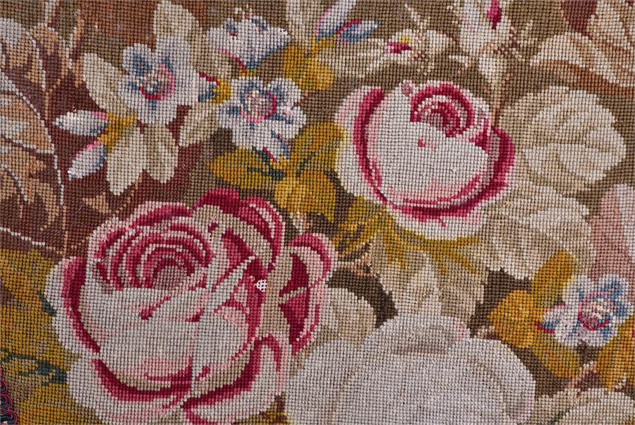 A Victorian mahogany tapestry upholstered chair on front scroll feet, 56 cm wide. - Image 4 of 4