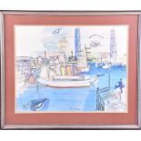 Raoul Dufy the Old Port at Marsailles, a print of a shipping scene, with publishers mark NYGS