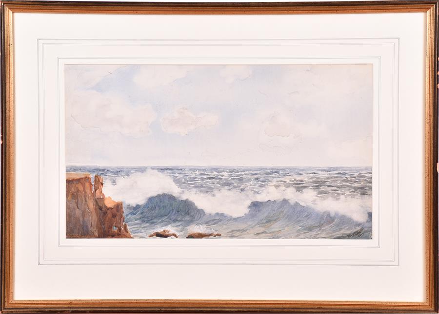 Henry Moore (1831-1895) British heavy coastal seas, watercolour, signed to lower right corner and