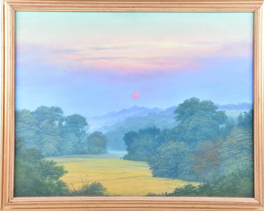 Outram (20th century) a peaceful county landscape at sunset, signed and dated 81, together with a