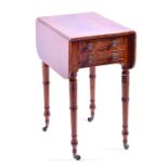 A Victorian mahogany drop flap occasional table the flame top with a pair of folding flaps over