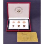 A 1987 issued Central Bank of Kuwait gold coin proof set comprising six coins in 100, 50, 20, 10,