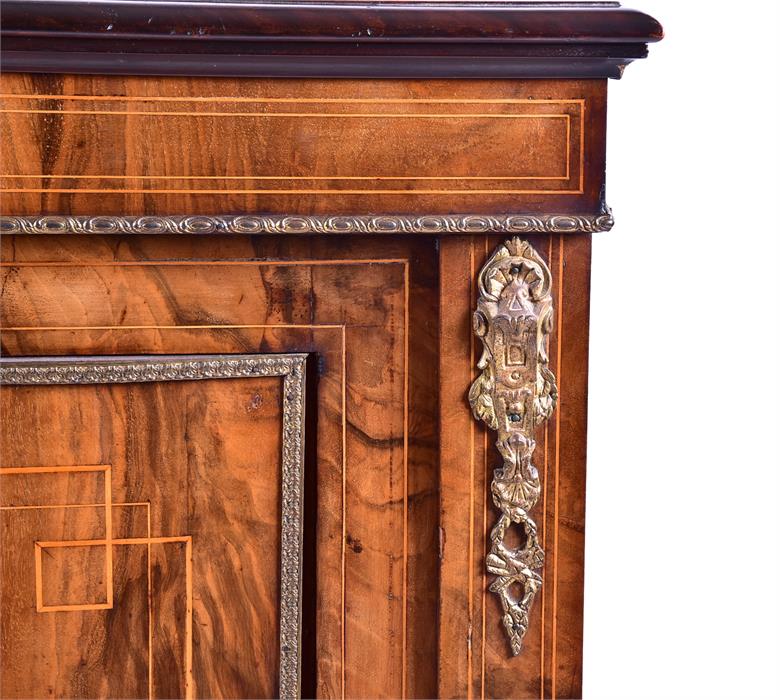 A Victorian figured walnut pier cabinet the figured top with moulded rim over a single door with - Image 2 of 5