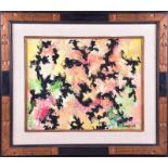 Parboo Singh (20th century) an abstract scene of mottled leaves, oil on canvas, signed, framed. 39.5