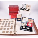A large and varied collection of mostly cased British collectable and commemorative coins to include