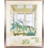 Sillue (20th century) a large study of a garden room, oil on canvas, signed and dated 1981. 98 x