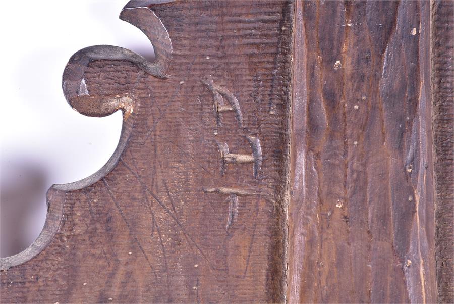 An early 19th century mahogany wall mirror with fret carved decoration, the glass 49 cm x 31 cm. - Image 4 of 5