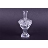 A small Lalique crystal single stem vase decorated with a border of frosted roses with etched stems,