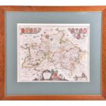 After Jansson (Jan): a Buckinghamshire and Bedfordshire hand coloured engraved map 'Buckingamiae