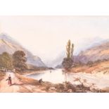 Cornelius Varley (1781-1873) English a Swiss mountain lakeside, watercolour, signed to lower right