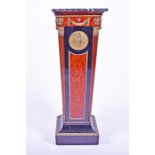 A good 19th century Continental marble topped pedestal of squared tapering form, in mixed burr,