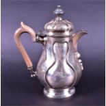 A Victorian silver chocolate pot London 1892, by Rupert Favell, of pear shaped form, with moulded