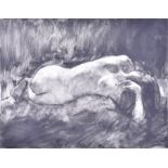 Neal Worley, 20th century a monoprint study of a reclining female nude, indistinctly signed lower