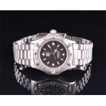 A Tag Heuer Professional stainless steel quartz wristwatch the black dial with shaped indexes and