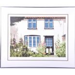 A limited edition print, artist not known a rural cottage on a Summer's day, indistinctly signed,