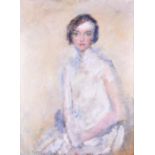 Ambrose McEvoy (1878-1927) British a three-quarter length portrait of Miss Winifred Barnes, an early