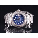 A Tag Heuer professional stainless steel quartz wristwatch the blue dial with shaped indexes and