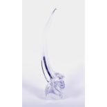 A large Daum French clear crystal model of a stylised fish signed to base, 54 cm high. CONDITION