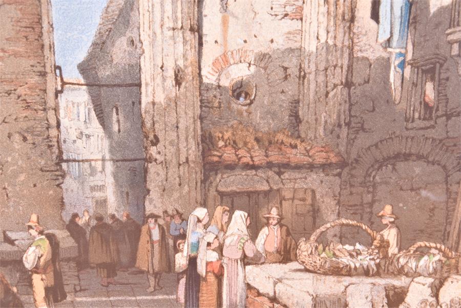 John Skinner Prout (1806-1876) British An Italian market scene amid classical ruins, watercolour, - Image 2 of 3