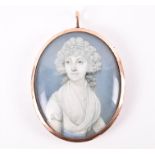 Follower of Richard Cosway a 19th century painted portrait miniature on ivory of a young woman