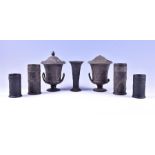 A group of seven pieces of late 19th / early 20th century Wedgwood Black Basalt ware including