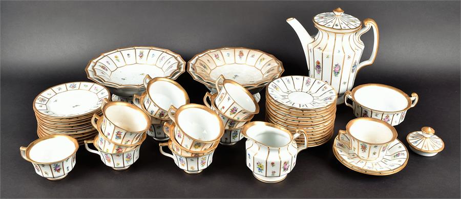 A Royal Copenhagen part coffee service in the Henriette pattern number 444, to include a coffee pot,