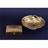 An Atelier Camille Le Tallec porcelain and brass-mounted hinged lidded box decorated with musical