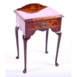 A Queen Anne style figured walnut side table c.1900, the quartered top with herringbone inlay,