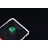 A loose emerald square-cut, approximately 2.0 carats.