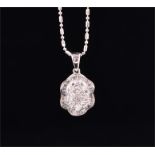 An 18ct white gold and diamond cluster pendant set with a cluster of round brilliant-cut diamond