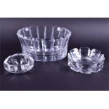 A large Orrefors clear cut crystal bowl and other Waterford crystal of oval form with vertical