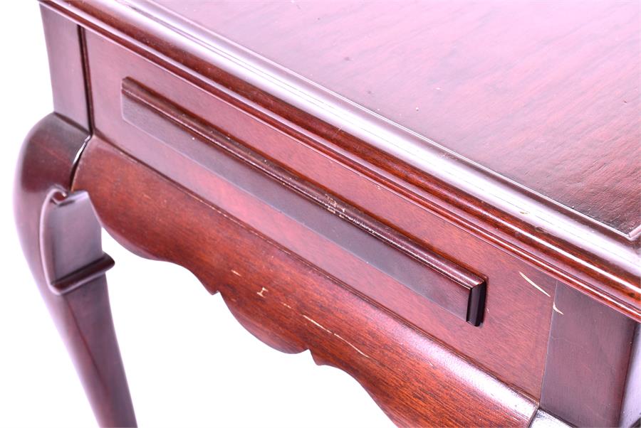 A 20th century hardwood silver table the rectangular top with moulded rim, and a brushing slide at - Image 5 of 5