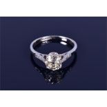 A mid 20th century 18ct white gold and solitaire diamond ring set with an old-cut diamond of