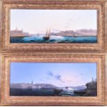 Luigi Maria Galea (1847-1917) Italian a pair of Valetta Harbour scenes, depicting a small sailing