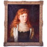 19th century British school bust length portrait of a red haired girl, indistinctly signed to