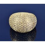 Kutchinsky. An 18ct yellow gold bombe ring with basket-weave decoration, engraved 'Kutchinsky' to