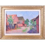 Wilhelm Heinrich Rohmeyer (1882-1936) German a scene of a farmyard with buildings, oil on board,