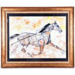 'Molly', A contemporary study of a galloping horse watercolour and acrylic on paper, signed lower