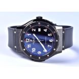 A Hublot Limited Edition black anodised stainless steel automatic wristwatch number 1205/2000, the