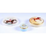 A Royal Worcester porcelain pin dish of equestrian interest  model G 678, hand painted by J. Stanley