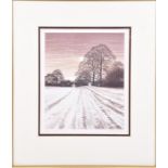 Kathleen Caddick (b.1937) two framed and glazed etchings, Country Lane and Hedgerow Trees, signed in