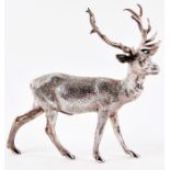 A finely modelled silver model of a Red Deer Imperial Stag Sheffield 2005 by C J Vander Ltd, in