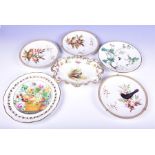 A set of three 19th century Royal Worcester cabinet plates each with hand-painted bird decoration,
