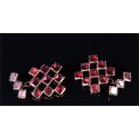 A pair of 19th century garnet cufflinks converted from another piece of jewellery, each formed as