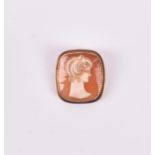 A mid to late 20th cenutry cameo brooch in the Art Deco style, depicting a young lady with bobbed